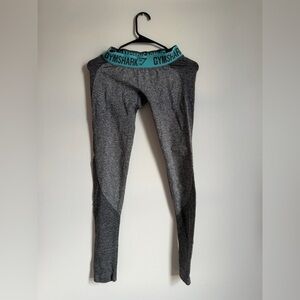 Gymshark Kids Charcoal Leggings with Teal Waistband